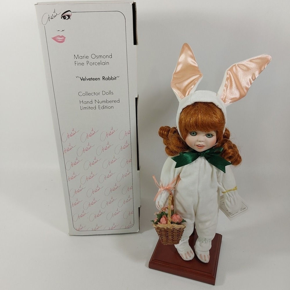 Marie Osmond Velveteen Rabbit Kelly Porcelain Collector Doll Bunny Ears‎ In Box